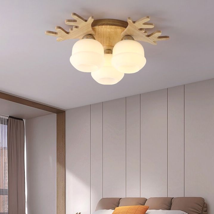 Antler Shape Flush Light Modern Style Glass 1/3/5/7 Lights Flush Ceiling Light in White