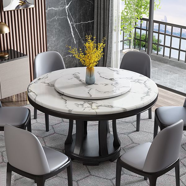 Mesa redonda del sitio de comedor sencille muebles de mármol con base de pedestal