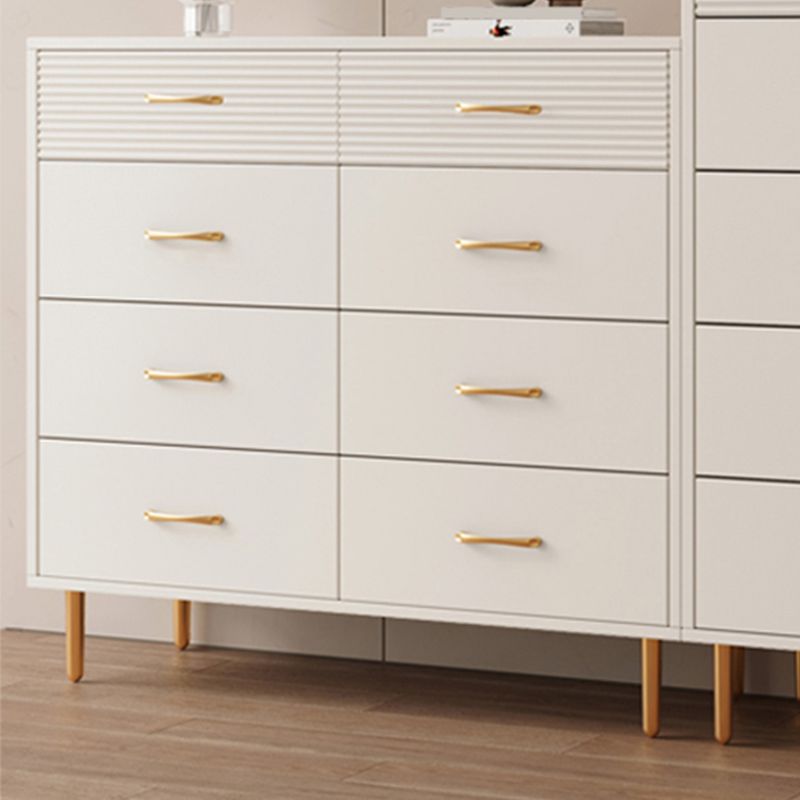 Contemporary Bar Pulls Accent Chest Straight Legs White Accent Chest with Drawer