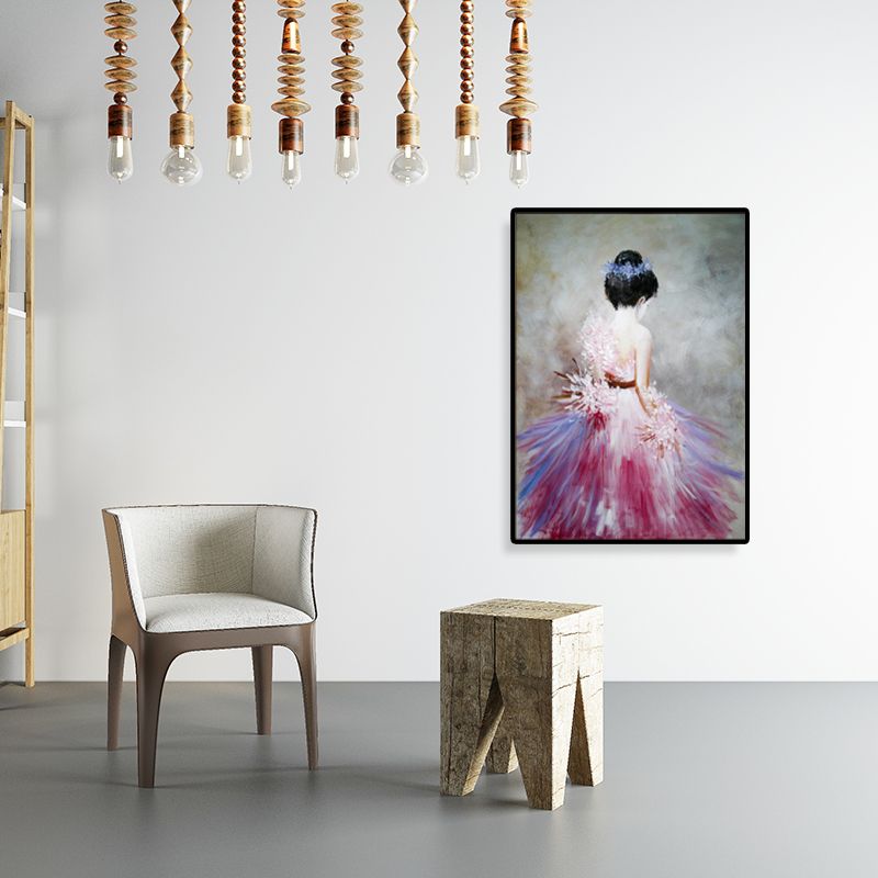 Dance Girl in Dress Canvas Print Soft Color Glam Style Painting for Living Room