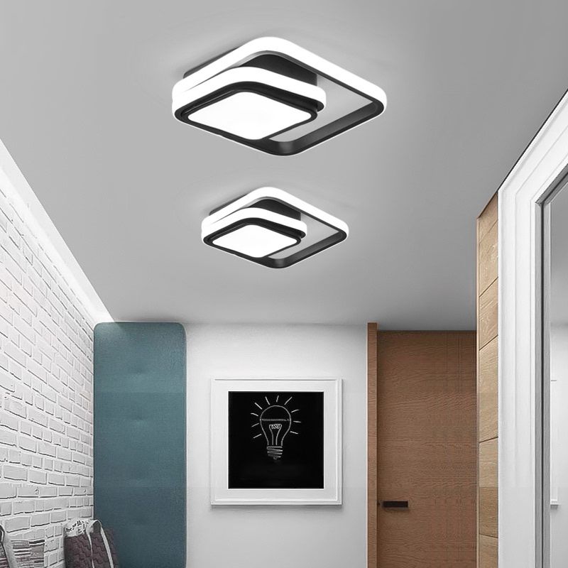Plafonnier Led carré en aluminium, finition noire moderne, luminaire de plafond pour Foyer