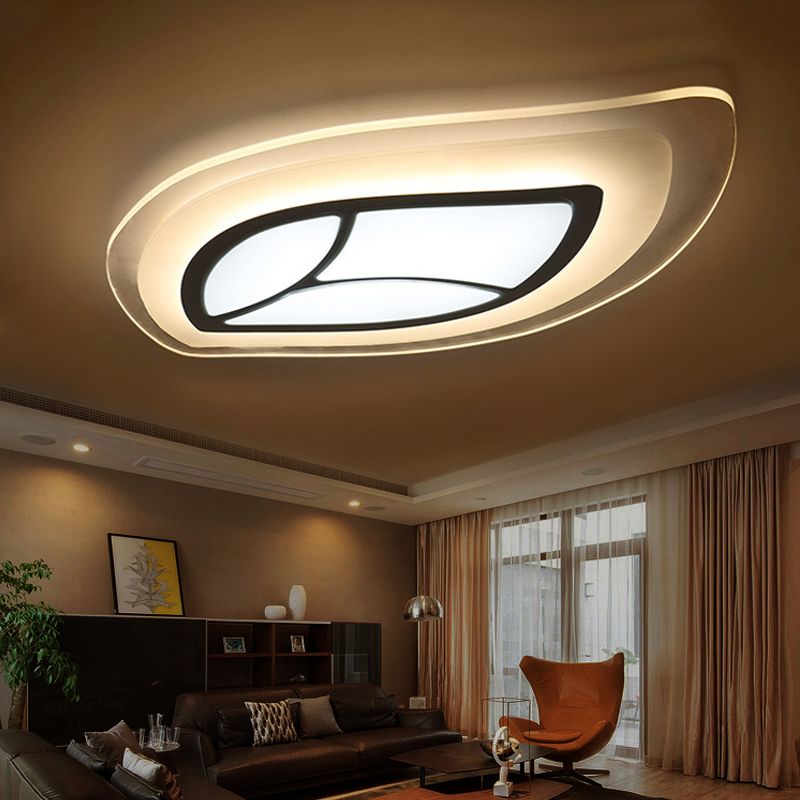 Simple LED Flush Mount Lighting Acrylic White Leaf Shaped Thin Ceiling Light in Warm/White Light