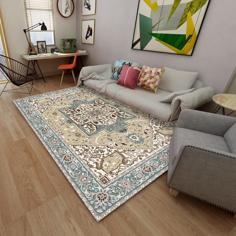 Donkergeel vintage tapijt polyester eenvoudig kleed kleurbestendig tapijt voor salon