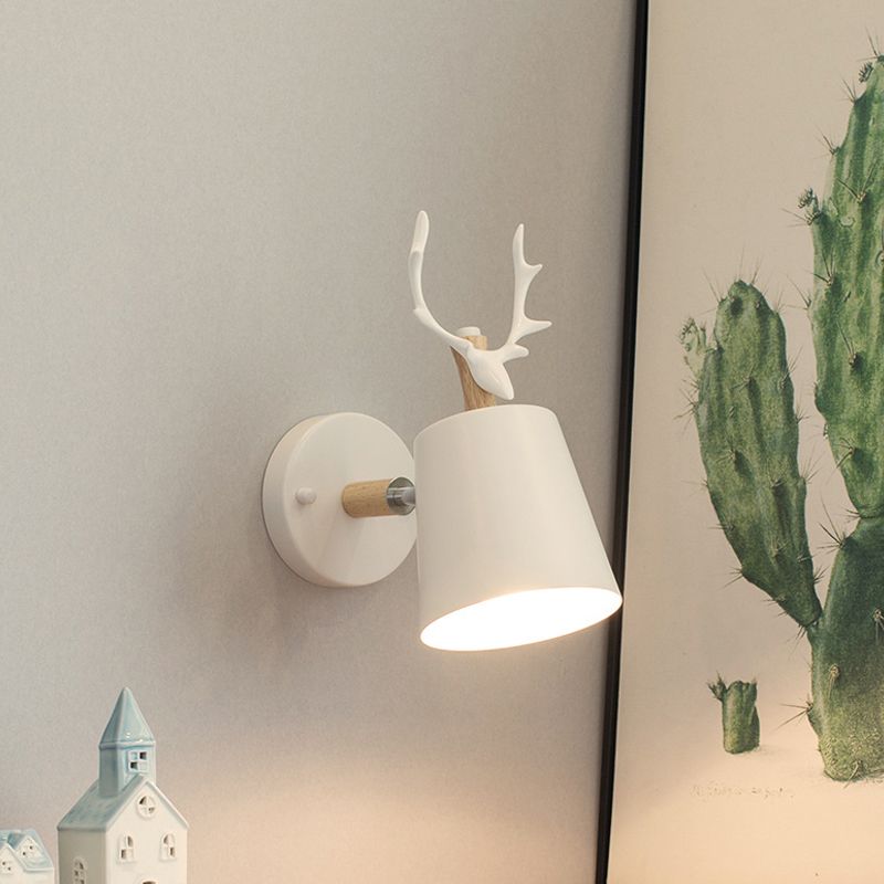 Rotatable Contemporary Antlers Wall Sconce Metal 1 Light White Wall Lamp for Hallway