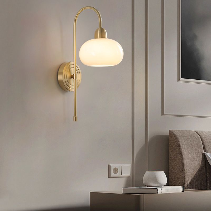 Modern Style Wall Lamp 1-Light Wall Mount Lamp with Glass Shade for Bedroom