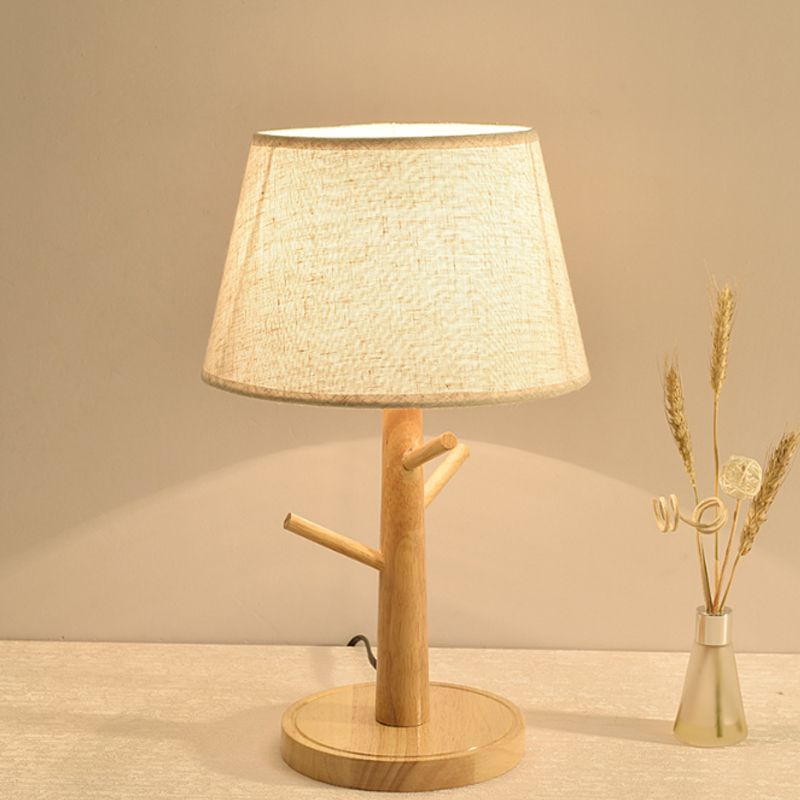 Verjüngter Schreibtischlampe moderner Stoff LED -Lesen Buch Licht in Weiß mit Zweigbasis