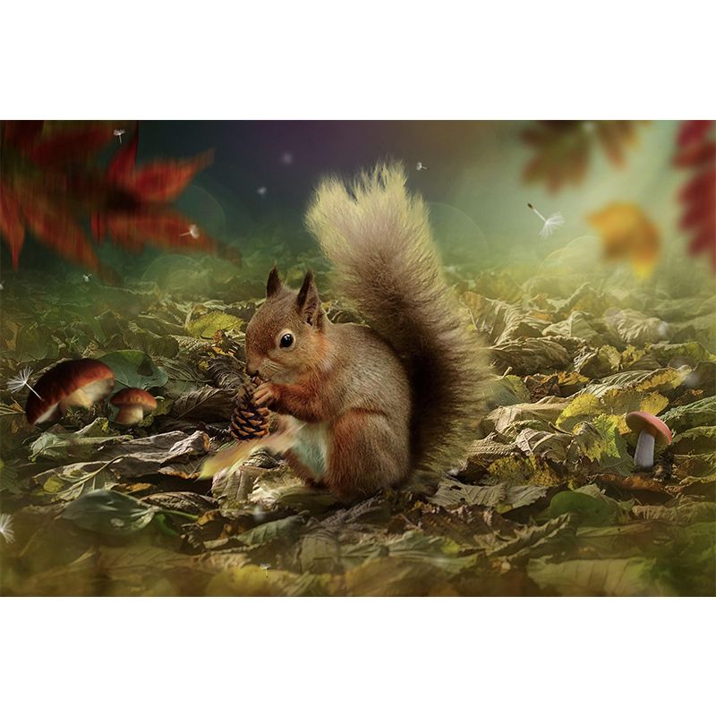 Photography Squirrel Mural Wall Decor Mildew Resistant Living Room Wall Mural Wall Art