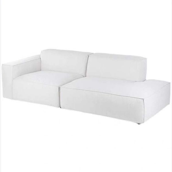Scandinavian Style Upholstered Velvet Square Arm Chaise in White