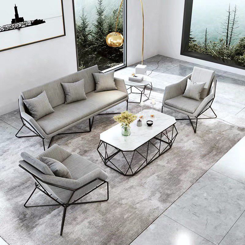 Contemporary Style Cotton Flared Arm Sofa in Gray For Living Room