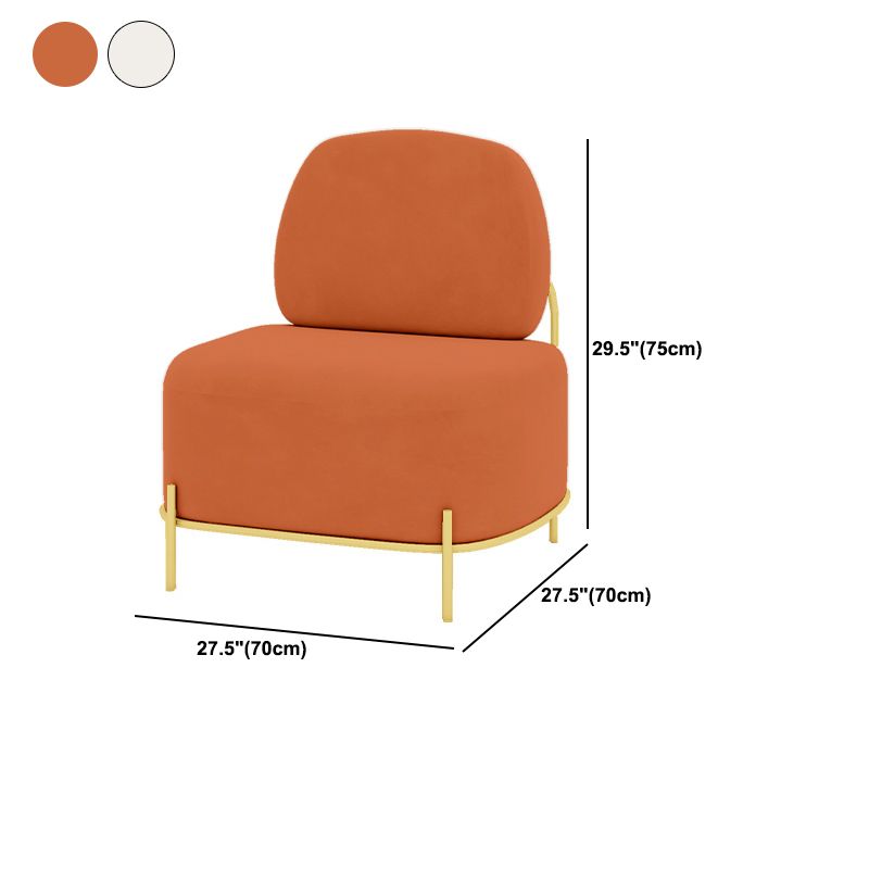 Contemporary White / Orange 31.5" H Velvet Armless Sofa for Living Room