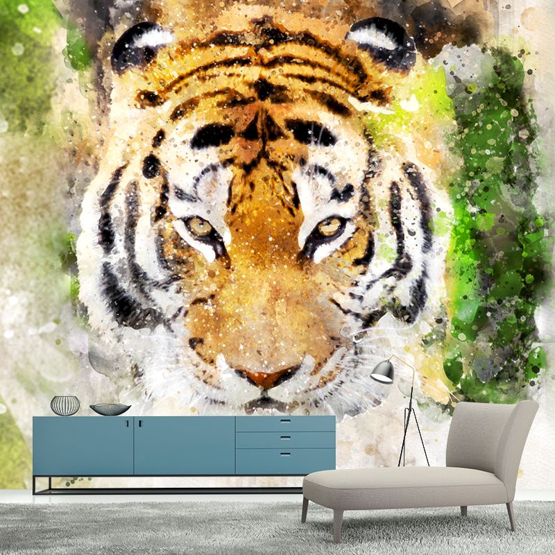 Animal Illustration Mural Wallpaper Stain Resistant Wall Covering for Living Room
