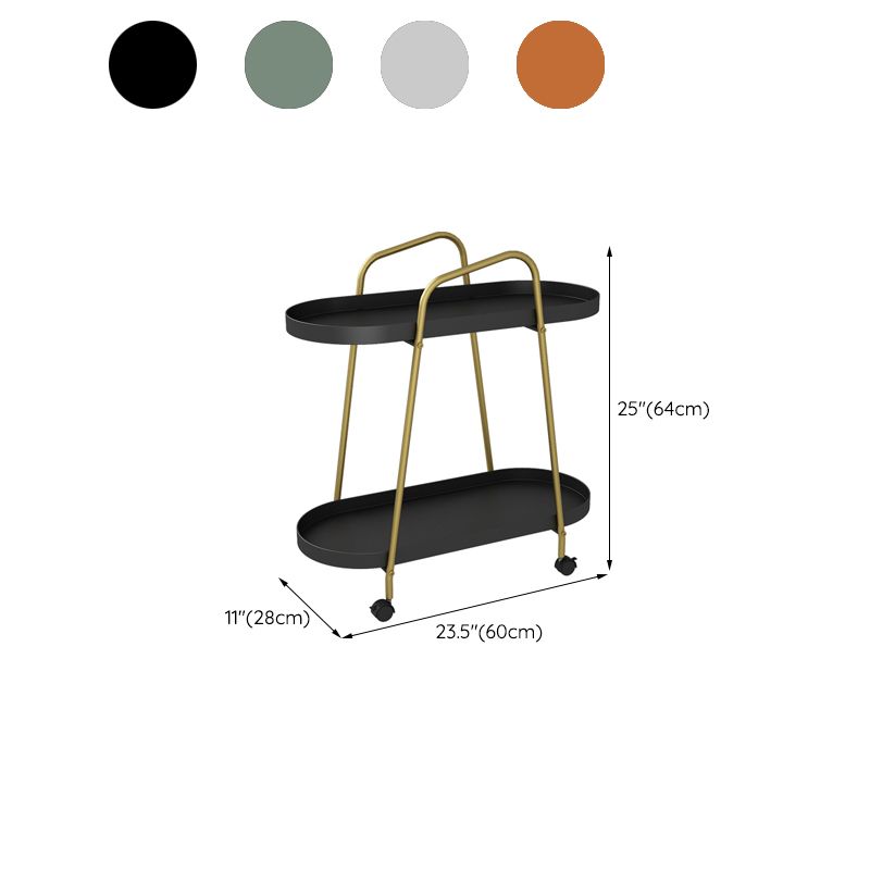 Tray Top Double Tier End Table Oval End Slide Table with Storage