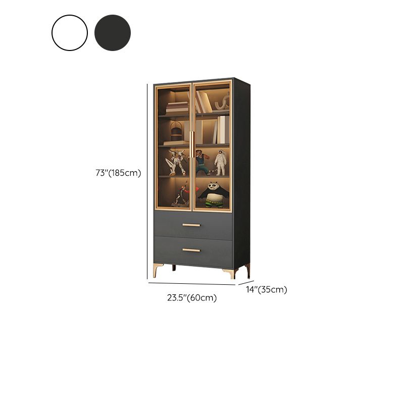 Modern Accent Cabinet Stain Resistant Metal and Wood Cabinet with Doors