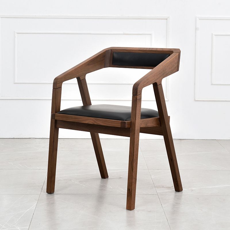 Contemporary Upholstered Arm Chair Home Walnut Wood Dining Chair