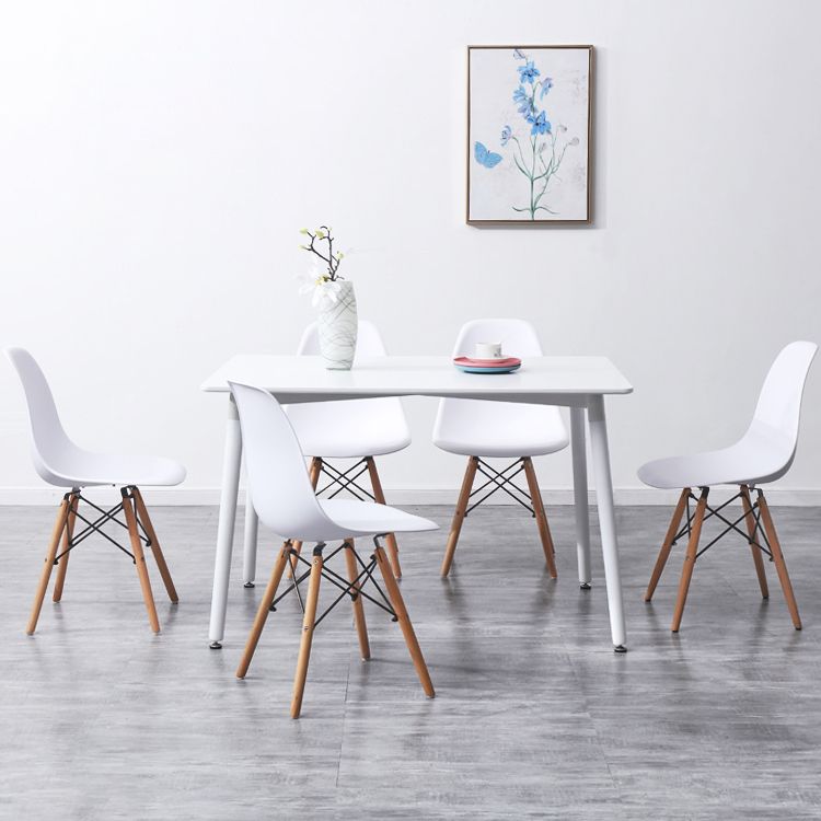 Industrial Style Dining Table 4 Legs Dining Table with Solid Wood Base for Home Use