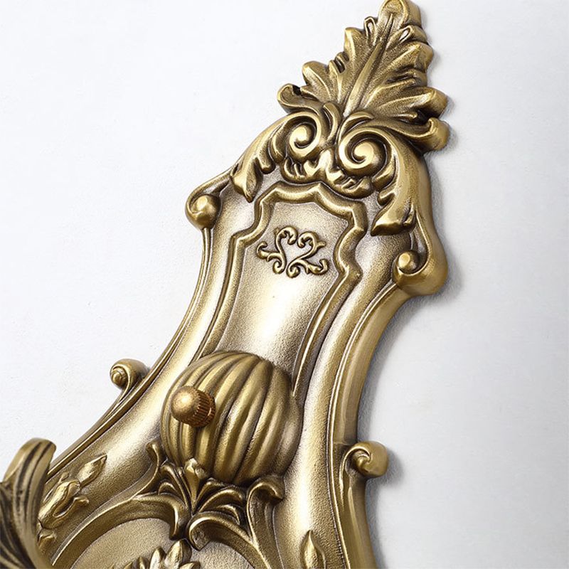 Opal Glass Petal Wall Sconce Classic Style 1/2-Head Bedroom Wall Light Fixture with Brass Carved Arm