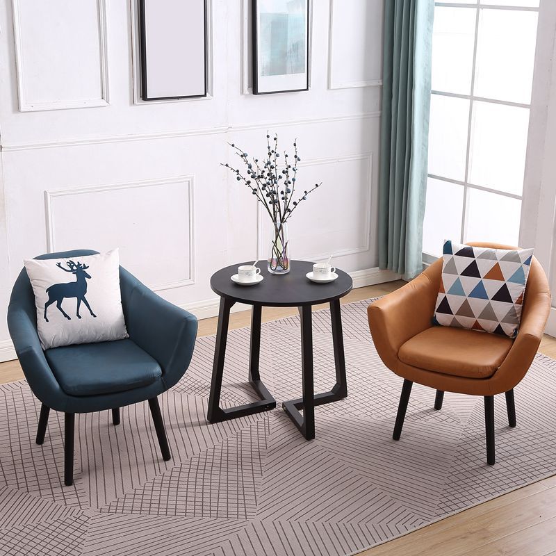 Modern Style Wood Armrest Cushion Back Strap Pillow Arm Chair