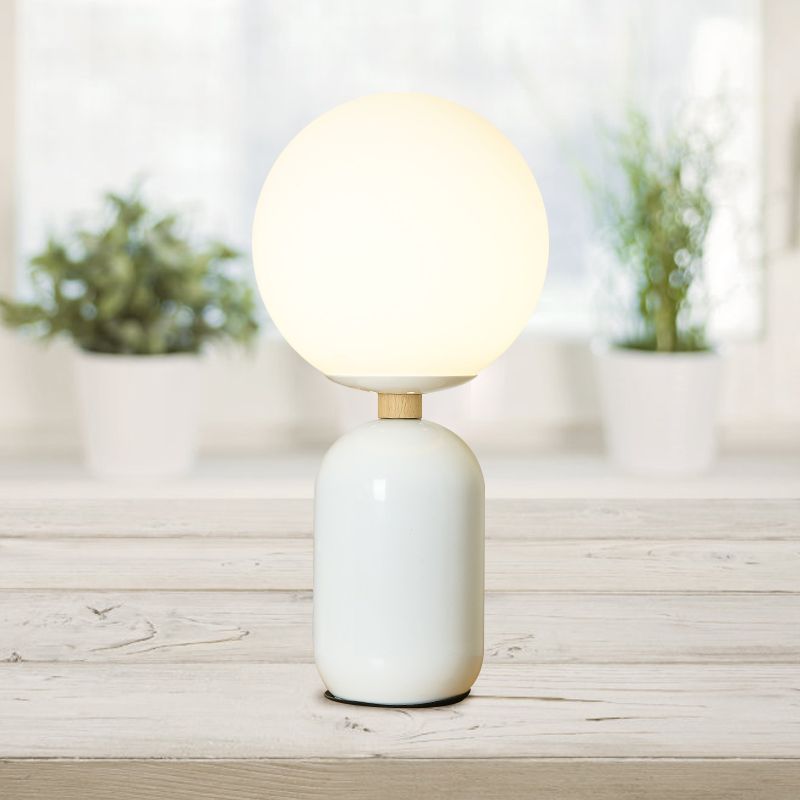 Lampada da tavolo notturno globale in vetro bianco Nordic 1-bulba grigio/bianco/rosa Libra di lettura Light con base di cilindri