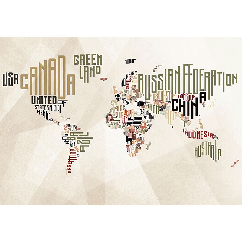 Decorative Non-Woven Fabric Mural Contemporary World Map Wall Covering for Home Decoration