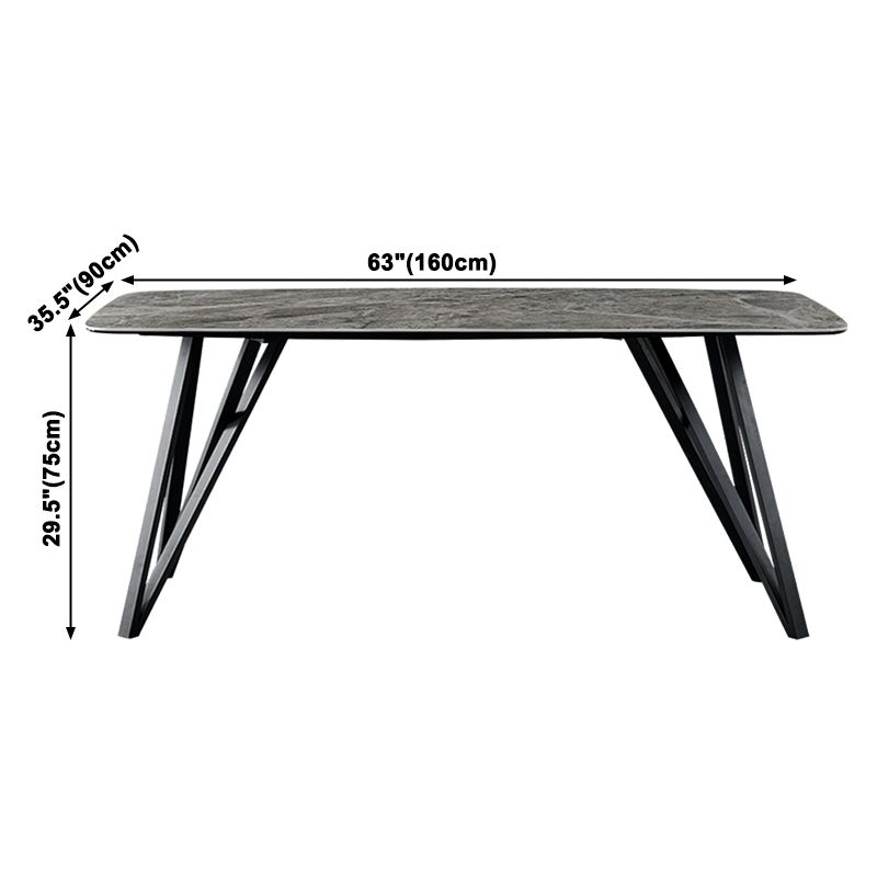 Gesinterde steen moderne rechthoek eettafel grijze steen boventafel met 4 poten