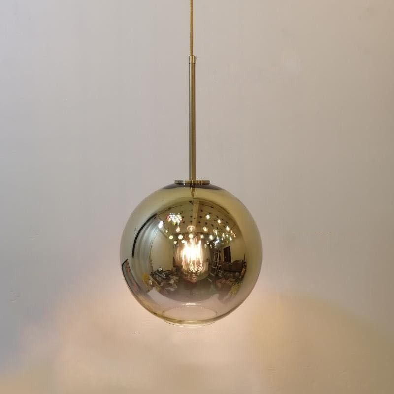 Glass Globe Pendant Light in Modern Artistic Style Electroplate Iron Hanging Lamp