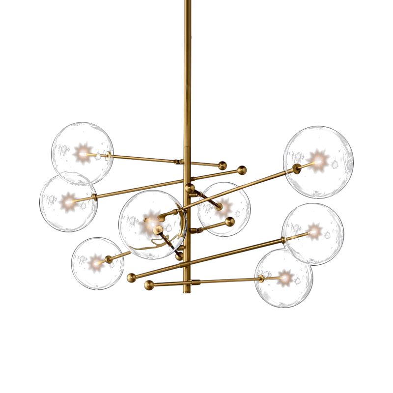 8 lichten eetkamer kroonluchter lamp eenvoud hanglamp met bolvormig heldere glazen schaduw