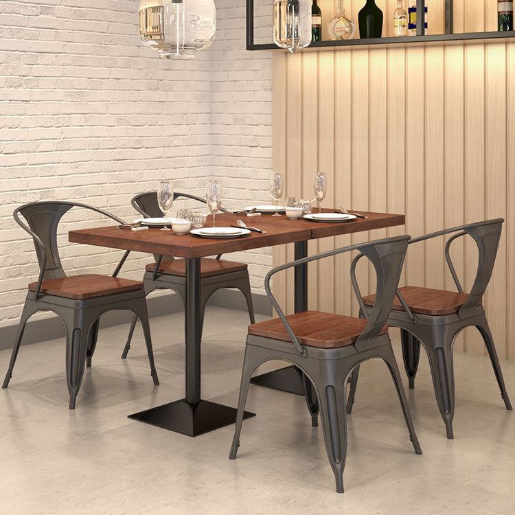 Industrial Dining Room Table Solid Wood Table with Black Base for Dining Room