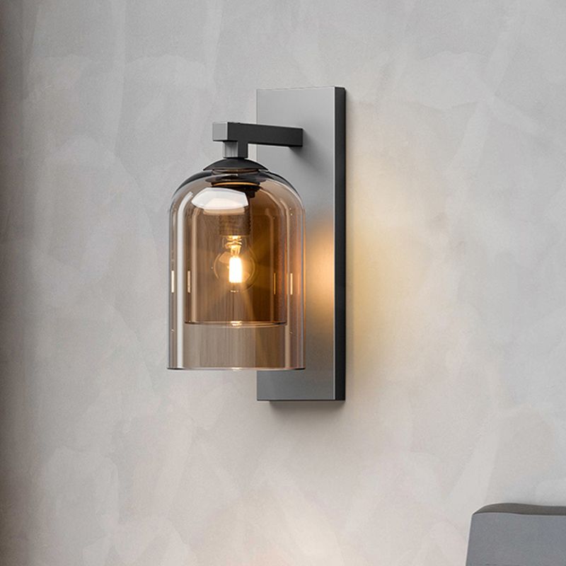 Industrial Style Cylinder Wall Light Glass 1 Light Sconces for Bedroom