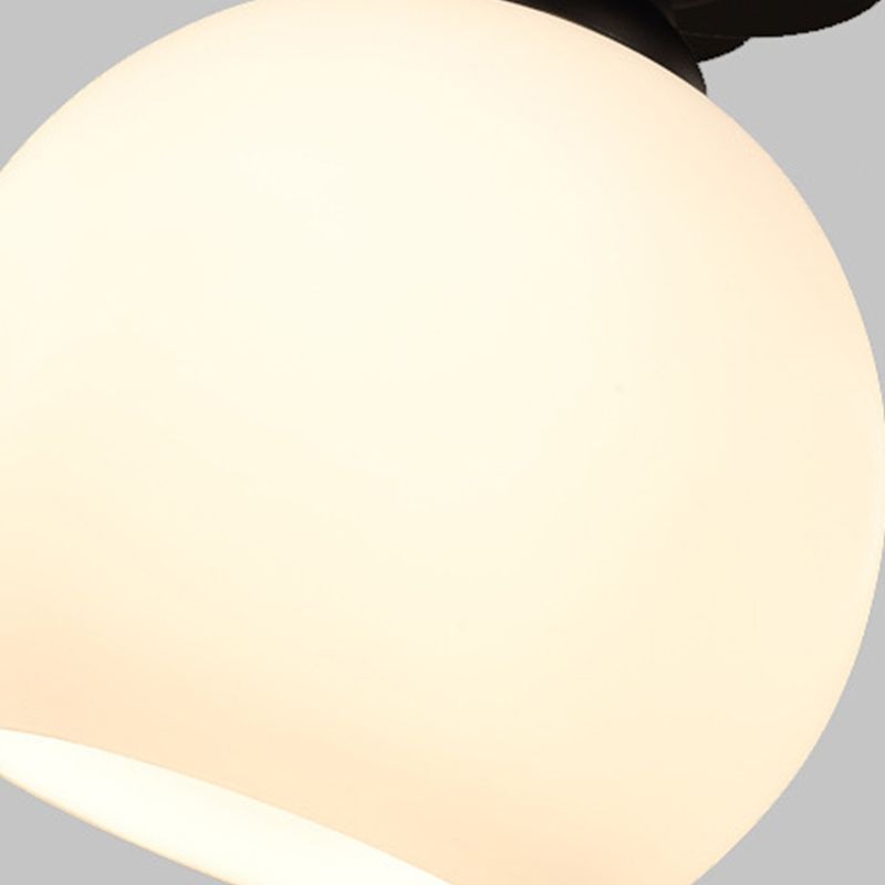 Minimalist Global Ceiling Mounted Fixture Glass Semi Flush Mount Lighting in Black