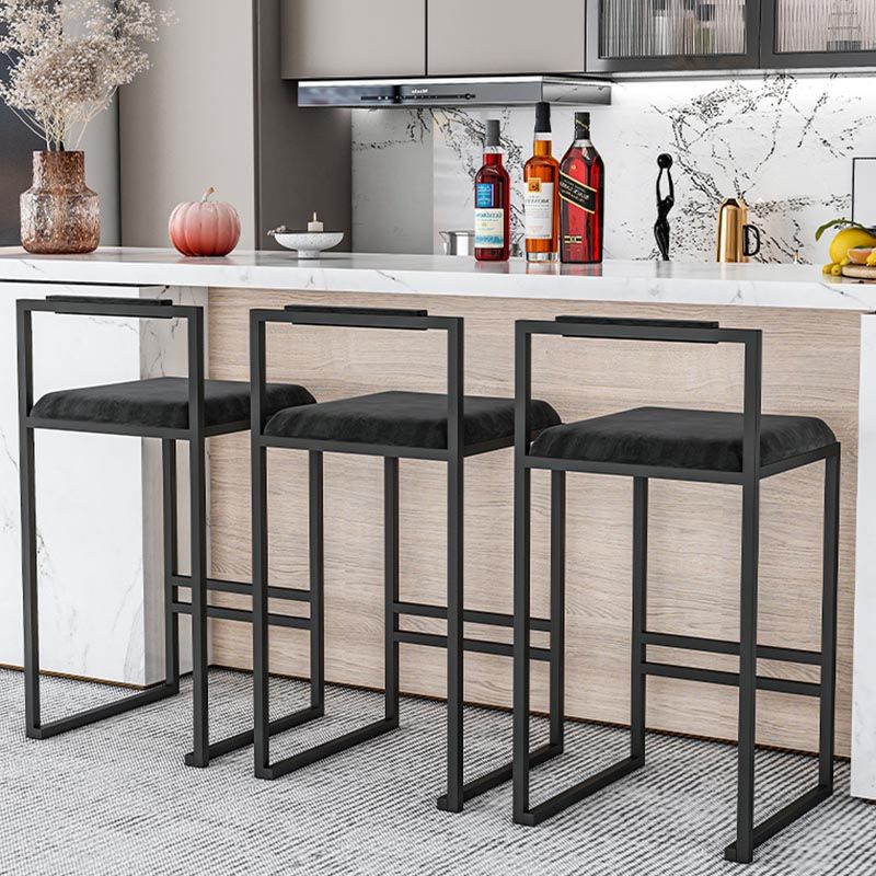 Metal Low Back Counter Stool Modern Aemless Upholstered Bar Chair