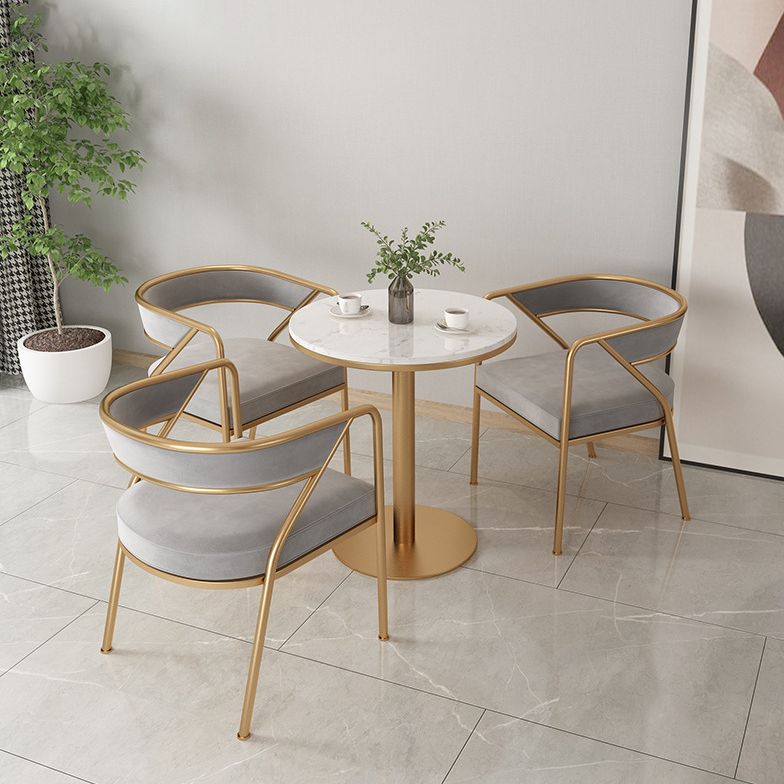 Dining Room Glam Chair Gold Legs Velvet Arm Chair with Upholstered