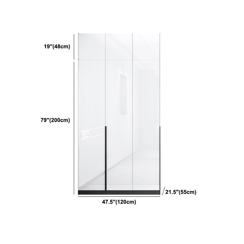 White Wooden Wardrobe Modern Cloth Rod Included Wardrobe Closet for Home