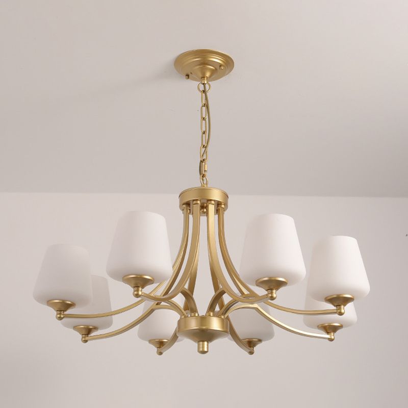 Industrial Chandelier Hanging Light Fixture with Glass Shade for Living Room