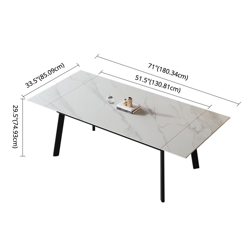 Modern Kitchen Foldable Dining Room Set with  Sintered Stone Top and Black Base Dining Furniture Set