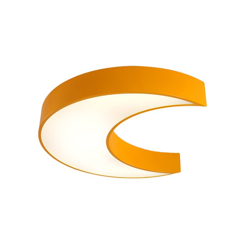 Crescent Moon Bedchamber Flush Lighting Acrylic LED Children Flush Mount Fixture in White/Yellow/Blue