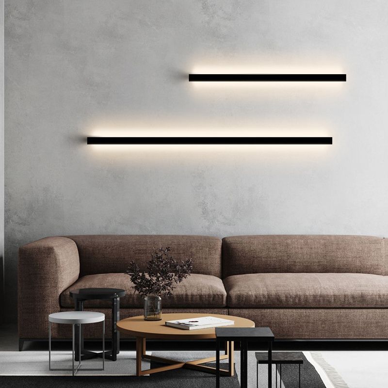 Aluminum Straight Wall Light Modern Black LED Wall Sconce for Living Room