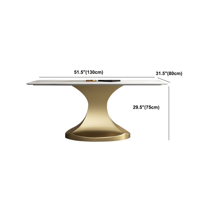 Traditional Luxury Table Metal Base Rectangle Pedestal Casual Dining Table for Home