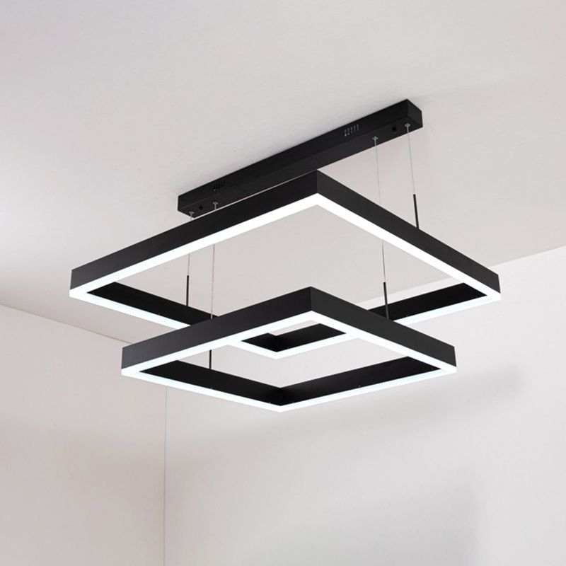 Accesorios de iluminación de lámparas cuadradas modernas araña de metal