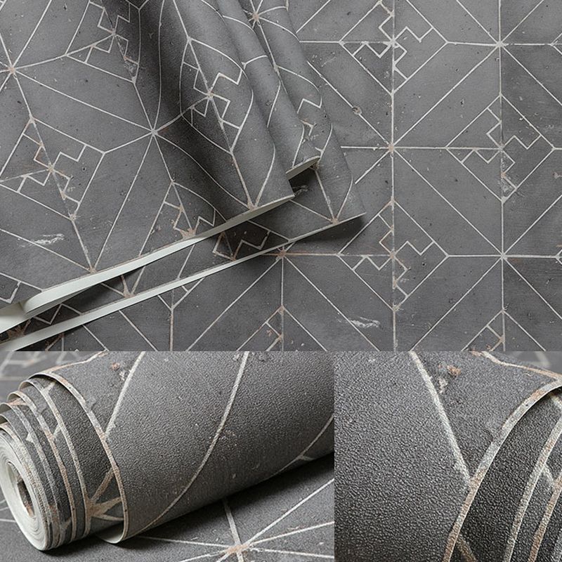 Geometrische Rautentapete, industrielle Vinyl-Wandkunst in dunkler Farbe für die Inneneinrichtung