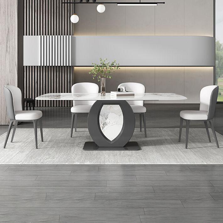 Contemporary 1/4/5/6/7 Pieces Dining Room Table Rectangle Stone Furniture in White