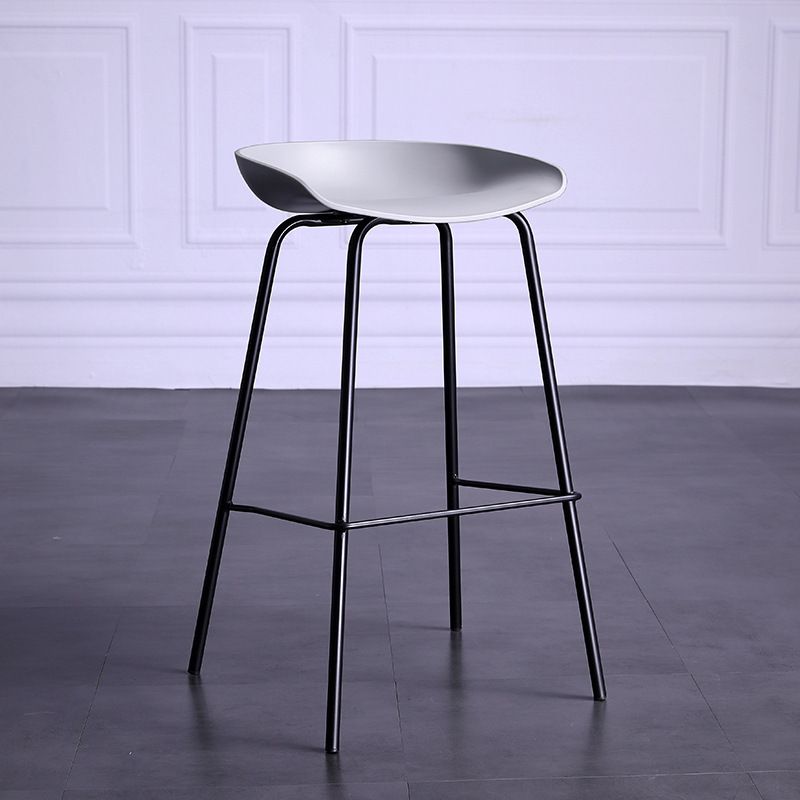 Contemporary Armless Low Backrest Counter Stool Iron Bar Stool with Footrest