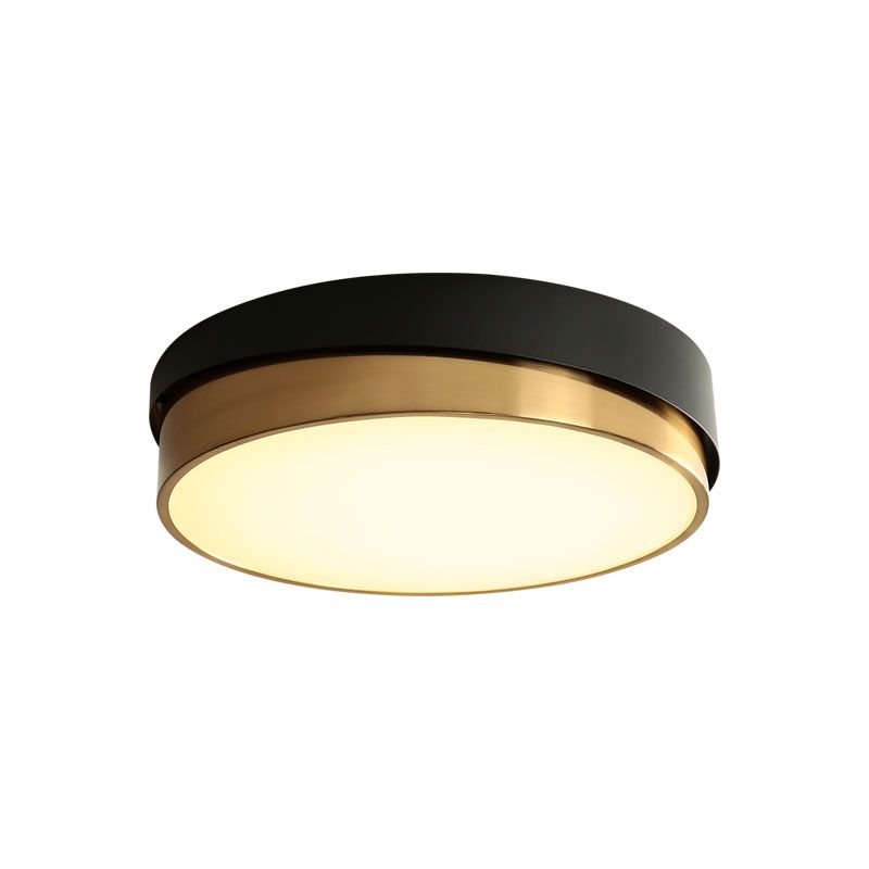 Black and Gold Modern Flush Light Circle 1-Light Ceiling Flush Mount for Bedroom