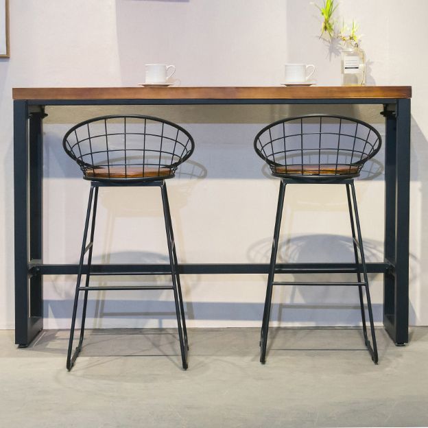 Dining Room Industrial Style Barstool Iron Pedestal Bar Stool with Pedal