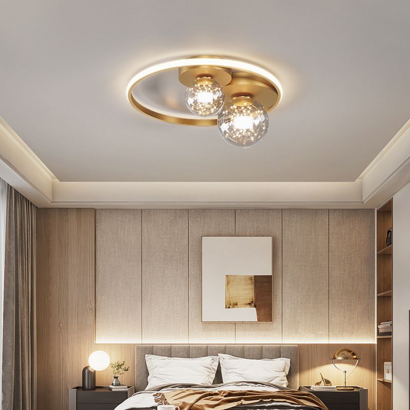 Contemporary Sphere Flush Light Fixture Metal 3 Light Flush Mount Ceiling Light