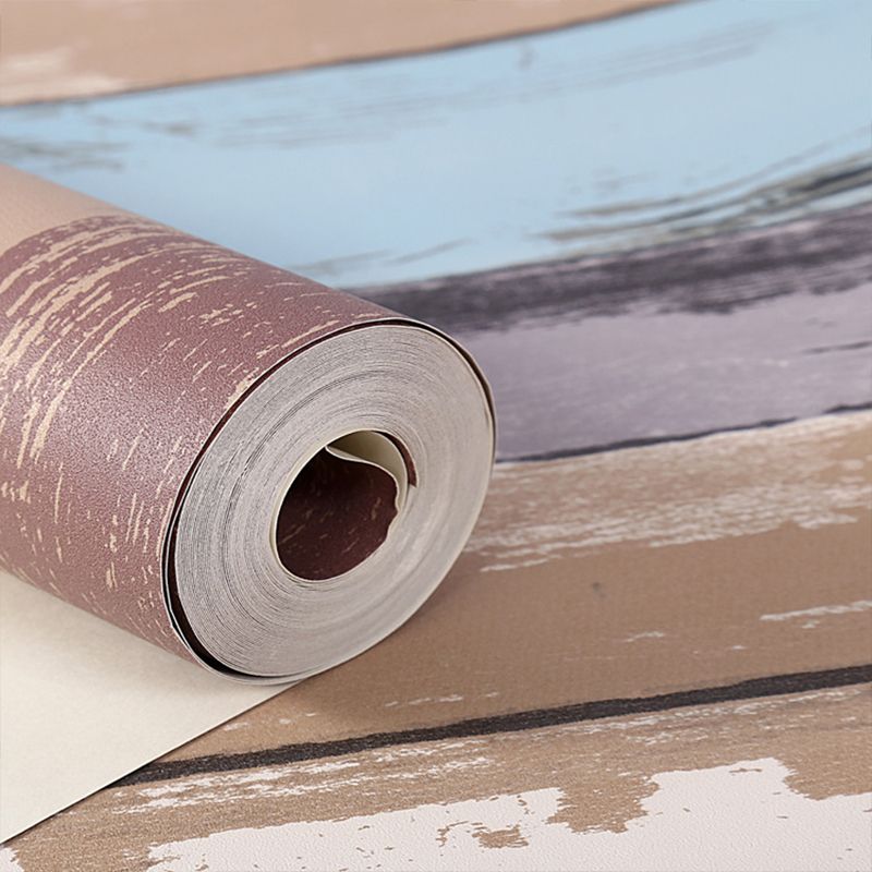 Striped Wallpaper Roll Rust Bright Reclaimed Wood Wall Covering in Multi-Color, 57.1-sq ft