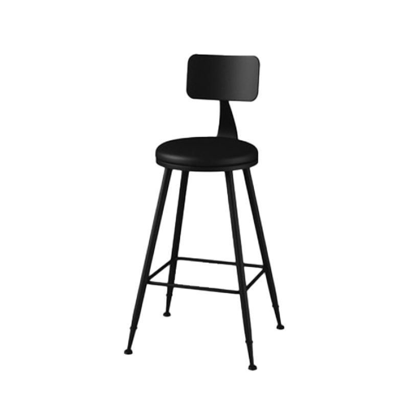 Modern Backrest Armless Counter Stool Iron Bar Stool with Leather Cushion for Dining Room