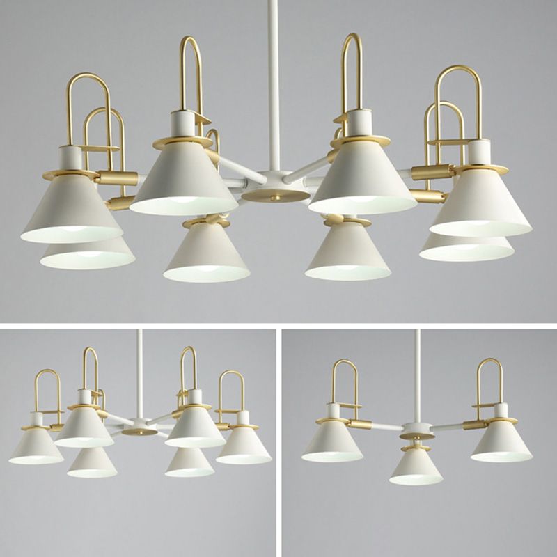 Conical Chandelier Pendant Light Minimalist Style Metal Living Room Suspension Light