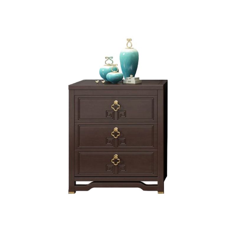Glam Wooden Storage Chest Vertical Chest in Brown with Drawers