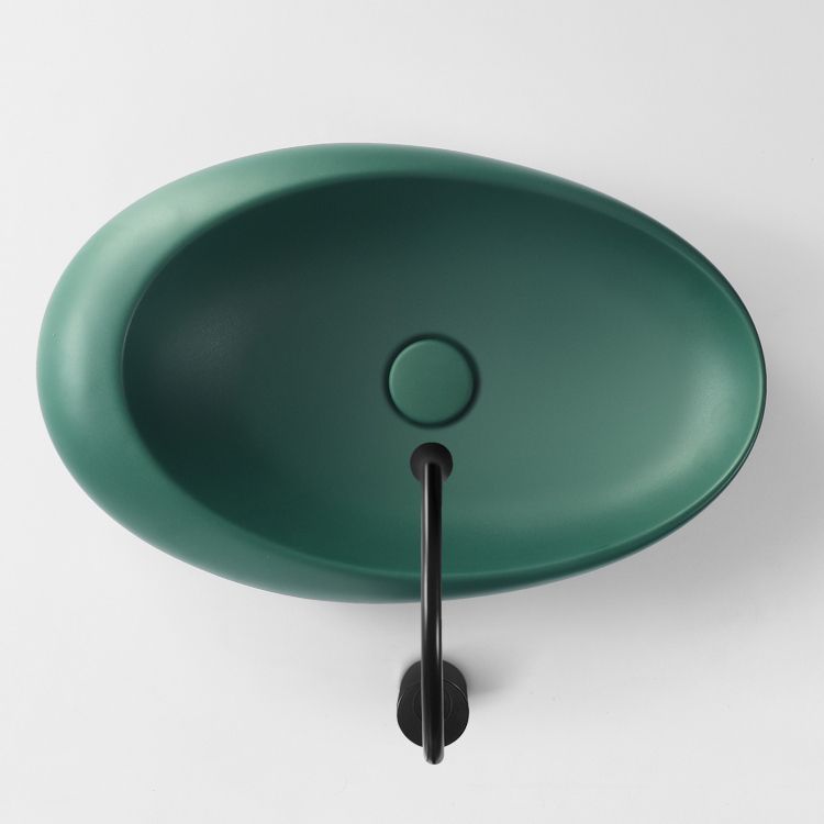 Modern Vessel Bathroom Sink Porcelain Oval Shut-Off Valve Included Vessel