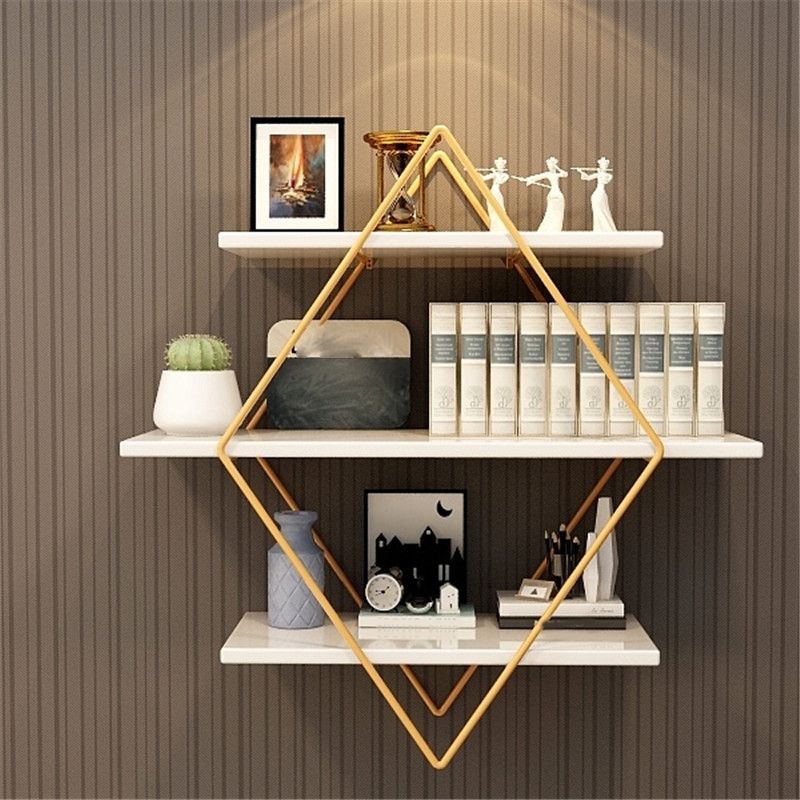 Modern Metal Shelf Bookcase Wall Mounted Book Shelf for Living Room